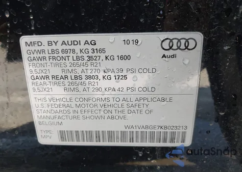 2019 Audi E-Tron Premium Plus from USA, damaged, VIN WA1VABGE7KB023213
